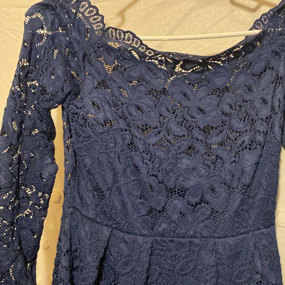 MIUSOL Navy Lace Off the Shoulder Dress Size Small - Picture 3 of 3